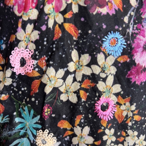 Anthropologie Floral Organdy Tiered Embellished Sequins Midi Dress 2x - Picture 8 of 13